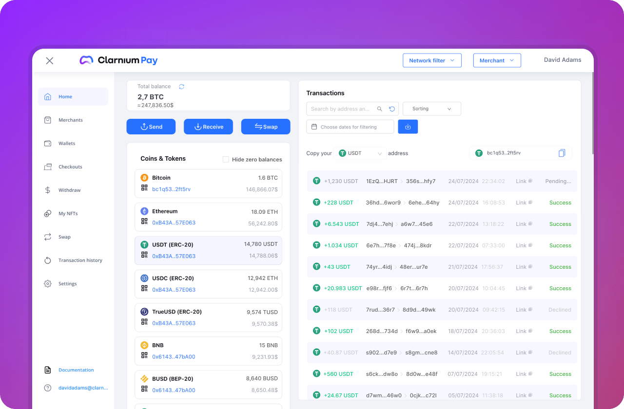 Personal payments dashboard
