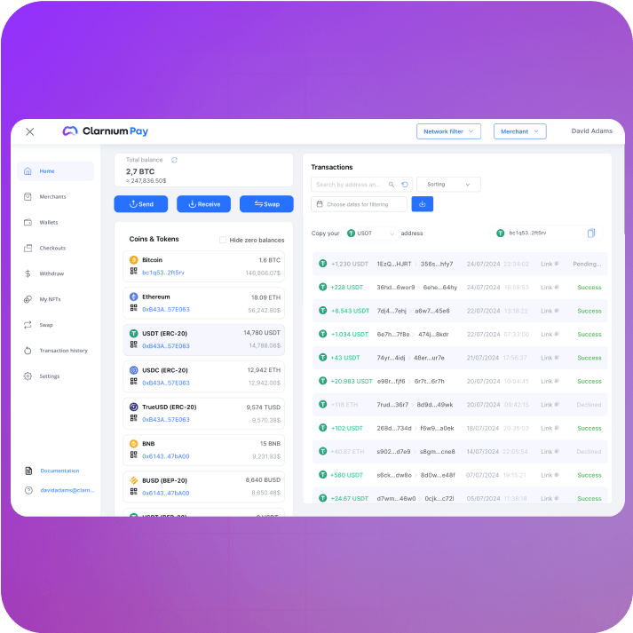 Personal payments dashboard